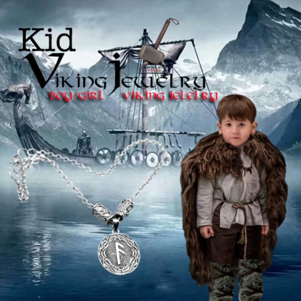 H2H JEWELRY Kid Viking Boy Surgical Stainless Steel 316L Rune Amulet Letters